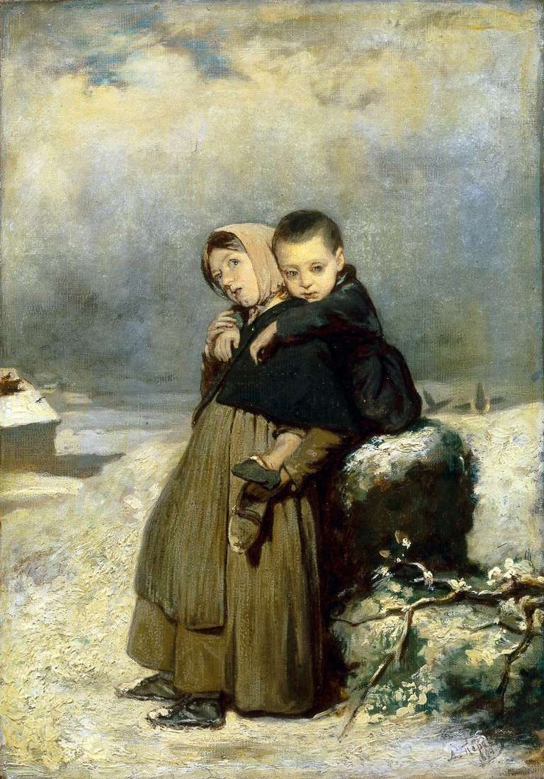  Дети сироты на кладбище   Василий Перов