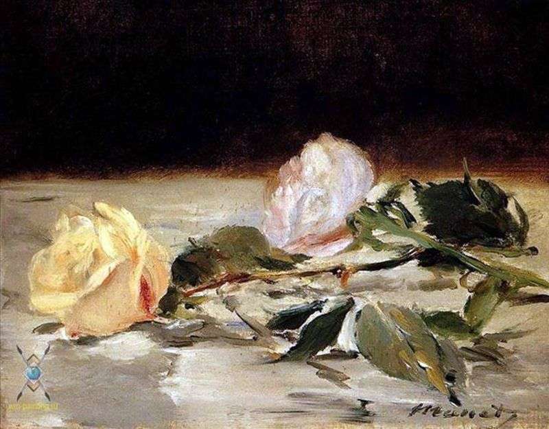  Две розы на покрывале   Эдуард Мане