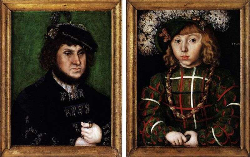  Двойной портрет Иоганн Твердый и его сын Иоганн Фридрих   Лукас Кранах