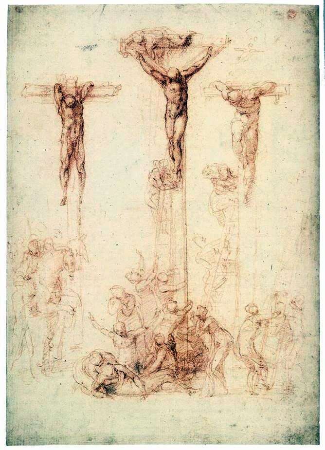  Этюд с тремя крестами   Микеланджело Буонарроти