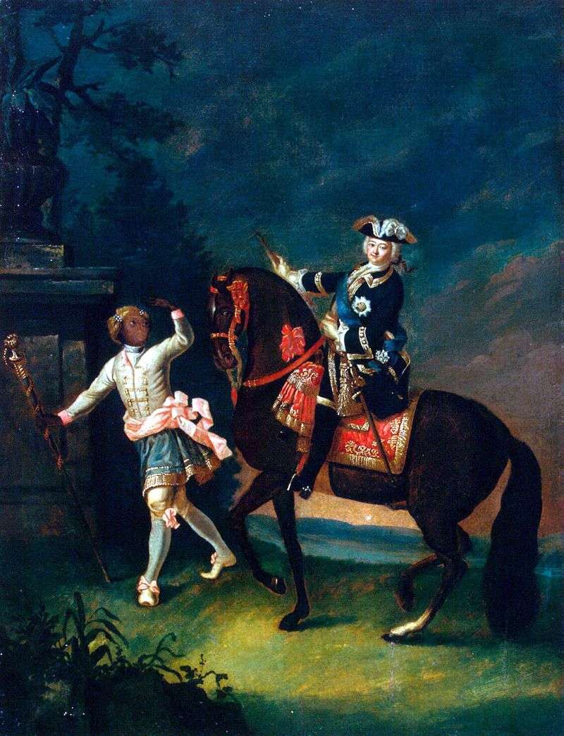  Конный портрет Елизаветы Петровны с арапчонком   Георг Христофор Гроот