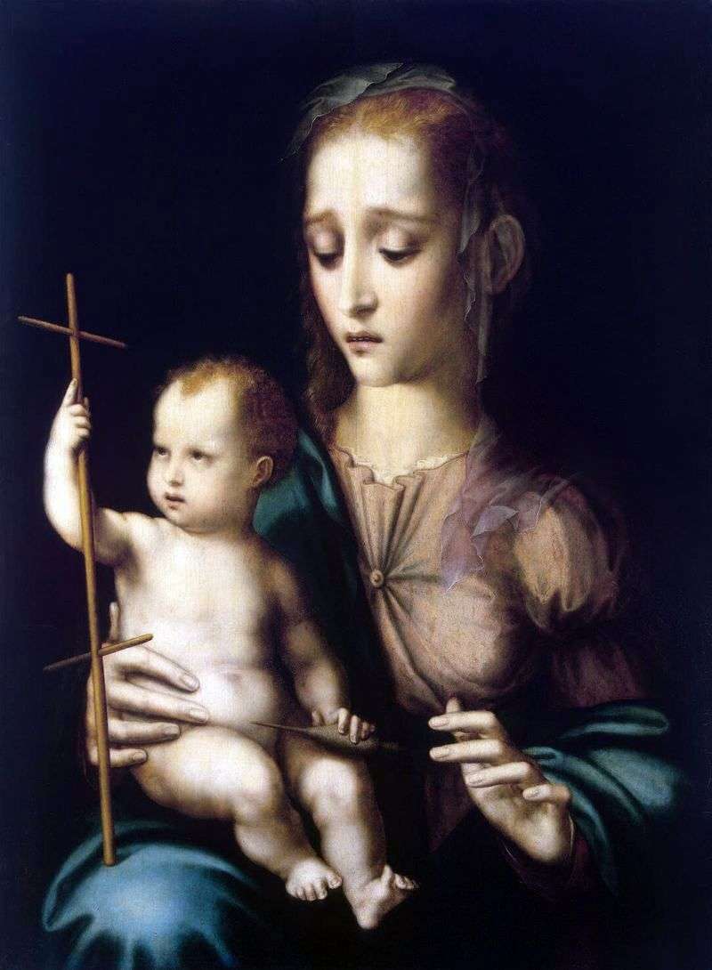  Мадонна с Младенцем и прялкой в виде креста   Луиса де Моралеса