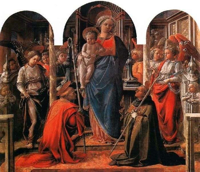  Мадонна с Младенцем в окружении ангелов, со святыми Фредиано и Августином   Филиппо Липпи