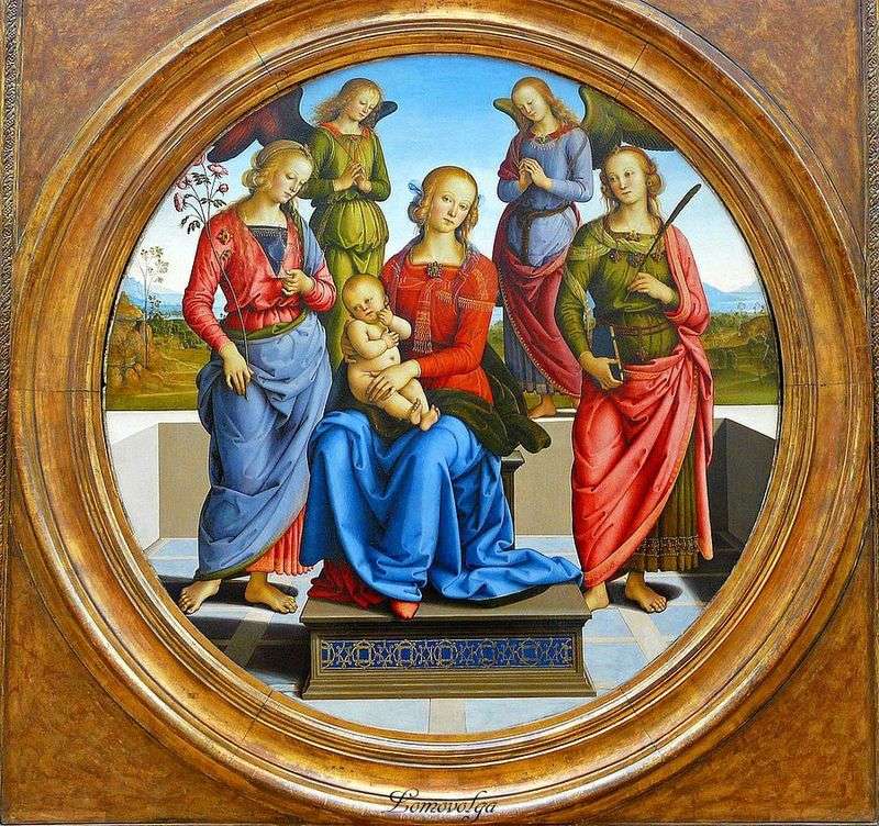  Мадонна с Младенцем в окружении ангелов, св. Розы и св. Екатерины   Пьетро Перуджино
