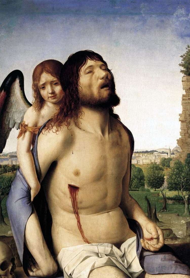  Мертвый Христос, поддерживаемый ангелом   Антонелло да Мессина