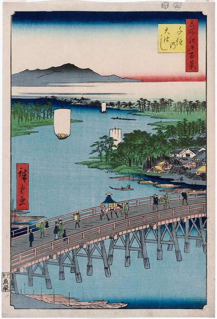  Мост Охаси в Сэндзю   Утагава Хиросигэ