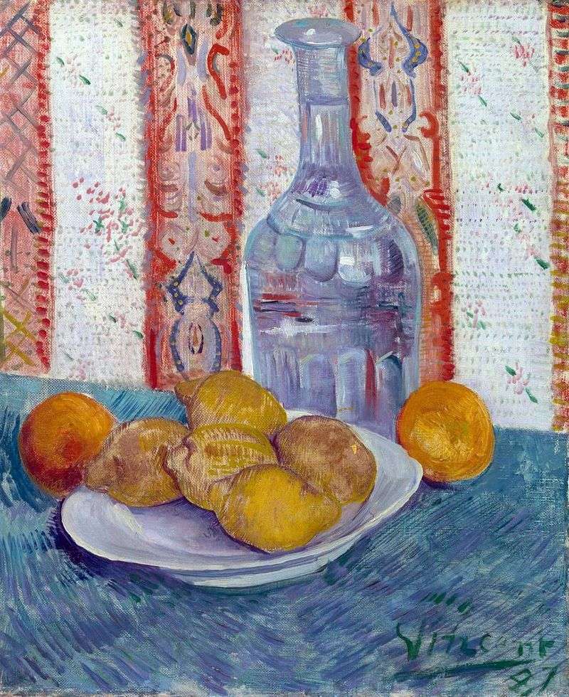  Натюрморт с графином и лимонами на тарелке   Винсент Ван Гог