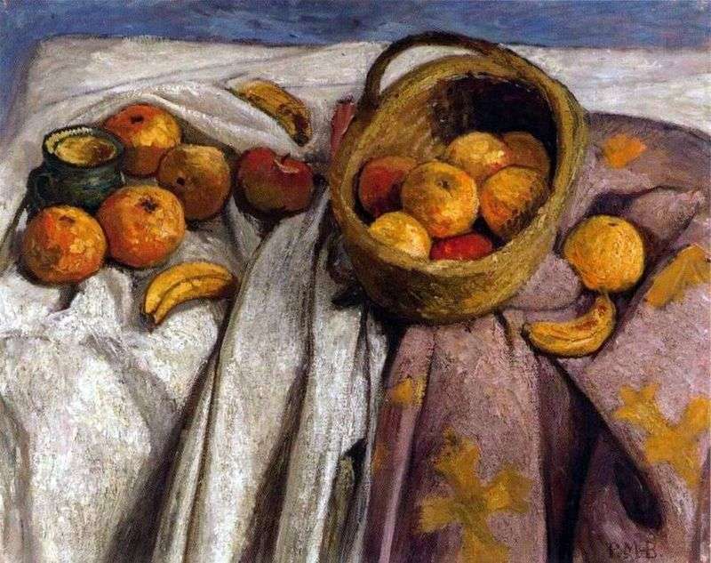  Натюрморт с яблоками и бананами   Паула Модерзон Беккер