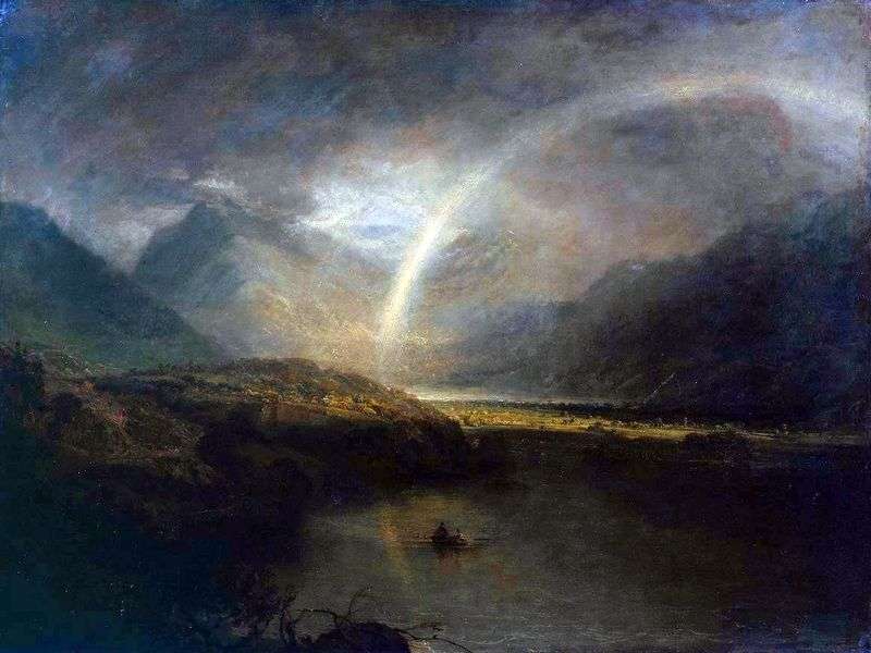  Озеро Баттермир с радугой и ливнем   Уильям Тернер
