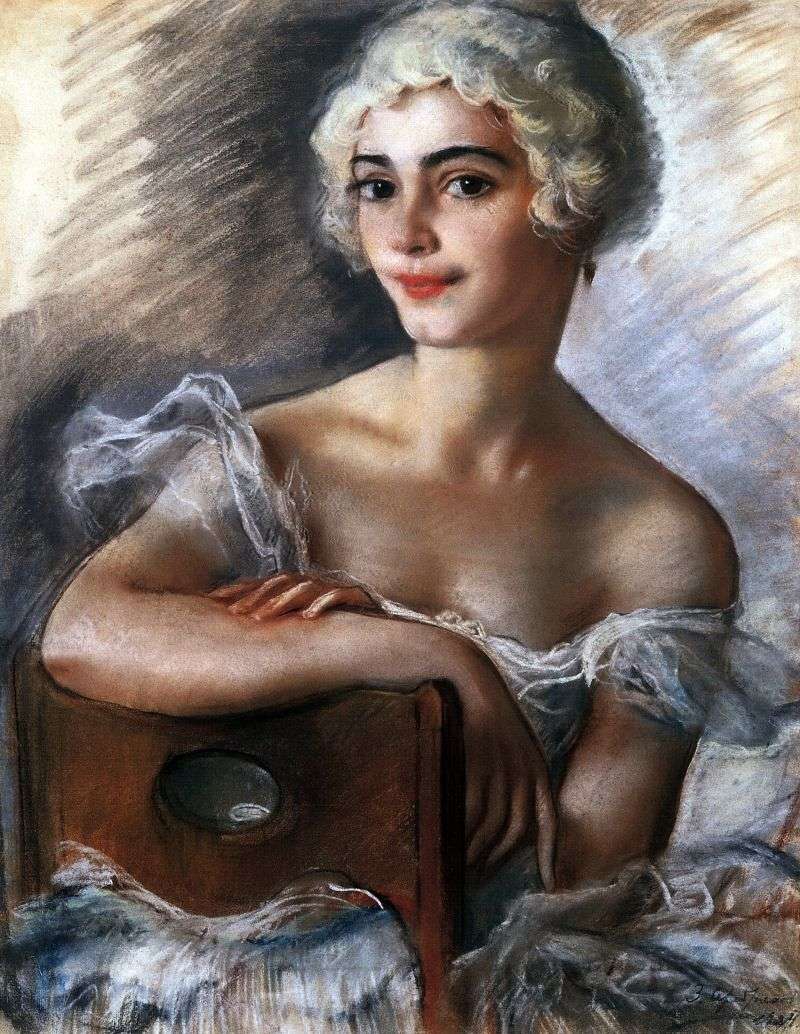  Портрет Е. Н. Гейденрейх в белом парике   Зинаида Серебрякова