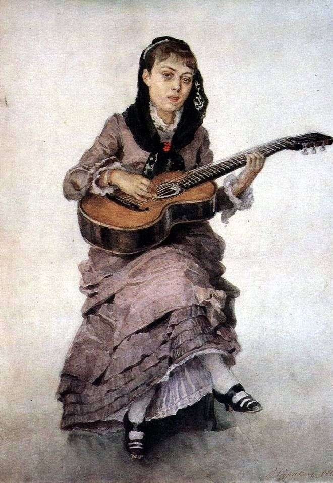  Портрет княгини С. А. Кропоткиной c гитарой   Василий Суриков
