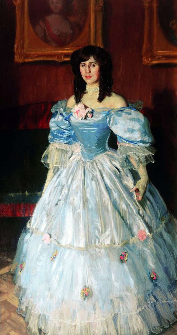  Портрет женщины в голубом   Борис Кустодиев