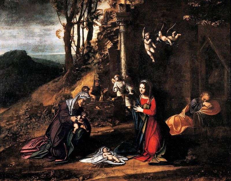  Рождество со св. Елизаветой и маленьким Иоанном Крестителем   Корреджо (Антонио Аллегри)