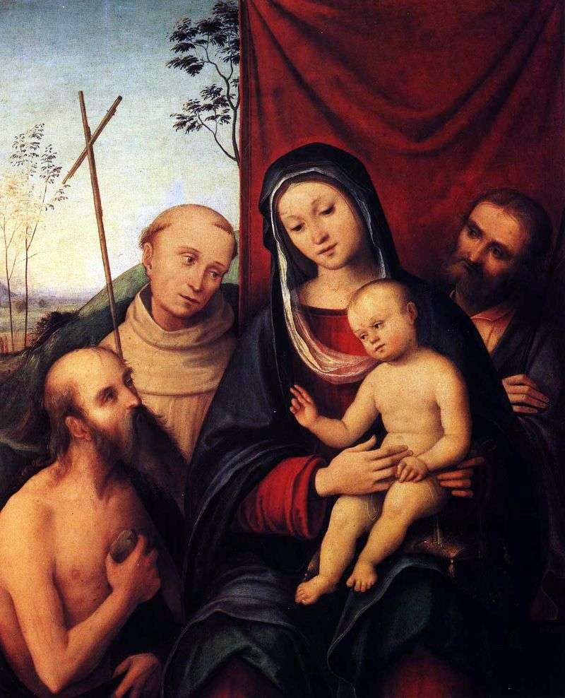  Святое семейство со святым Иеронимом и святым Франциком Ассизским   Коста Лоренцо