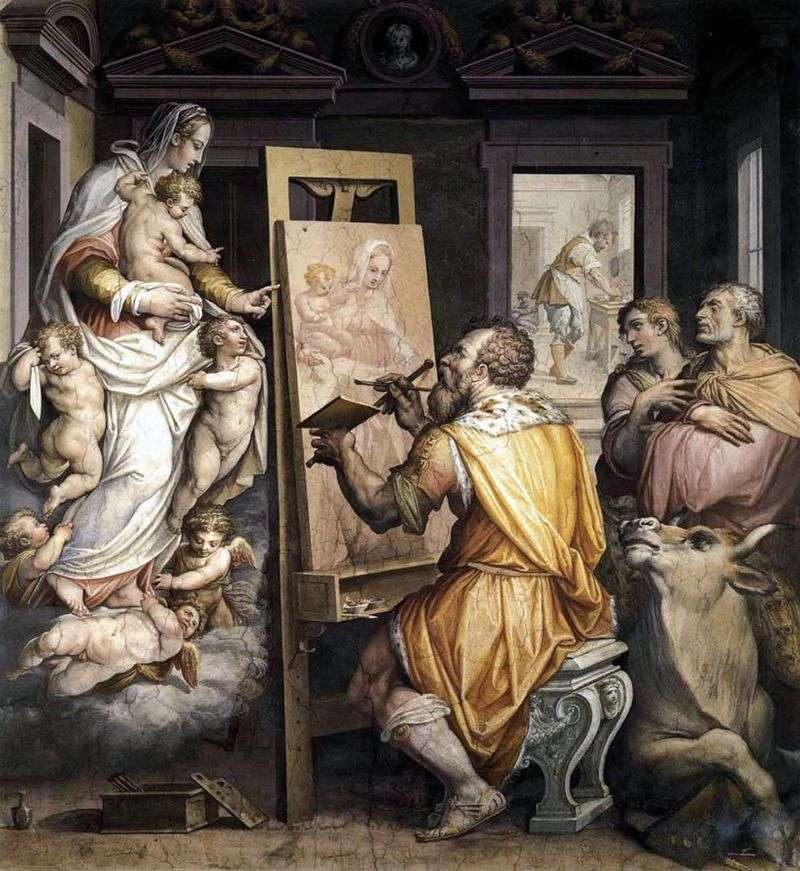  Святой Лука пишет портрет Богородицы   Джорджо Вазари