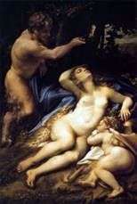  Венера и Амур, за которыми подглядывает сатир   Корреджо (Антонио Аллегри)