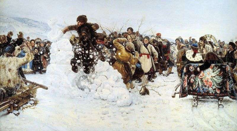  Взятие снежного городка   Василий Суриков