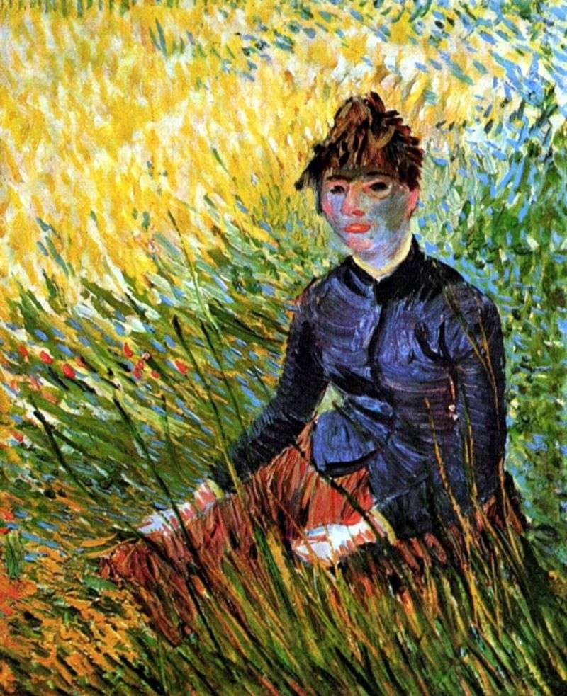  Женщина сидящая в траве   Винсент Ван Гог