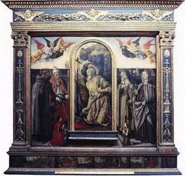  Кающийся св. Иероним со святыми и донаторами   Франческо Боттичини