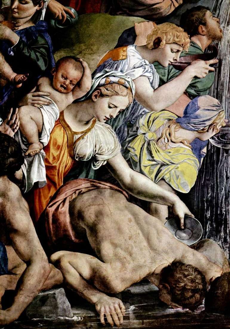  Моисей иссекает воду из скалы (фреска)   Аньоло Бронзино