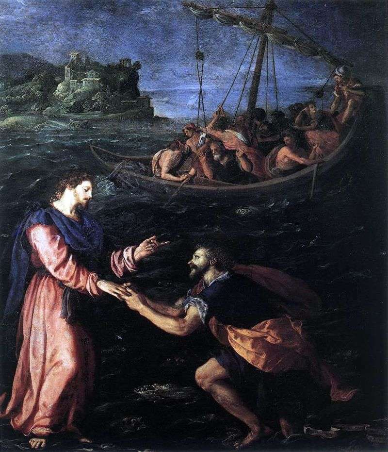  Святой Петр, идущий по воде   Алессандро Аллори
