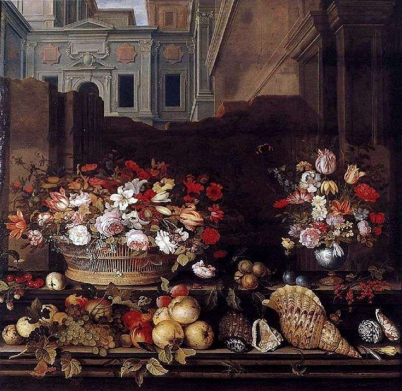  Натюрморт с цветами, фруктами, и раковинами   Бальтазар ван дер Аст